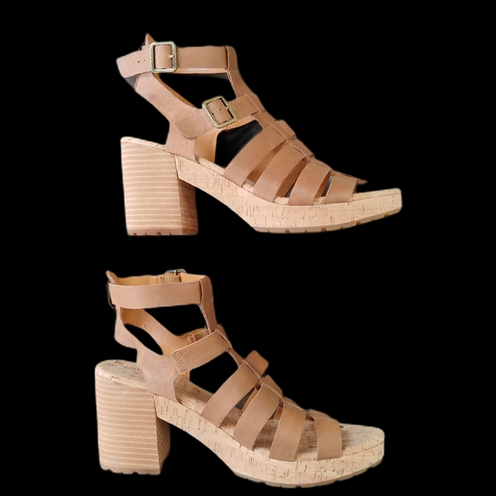 Kork-Ease Camille Natural Leather Gladiator Strappy Sandals Size 11